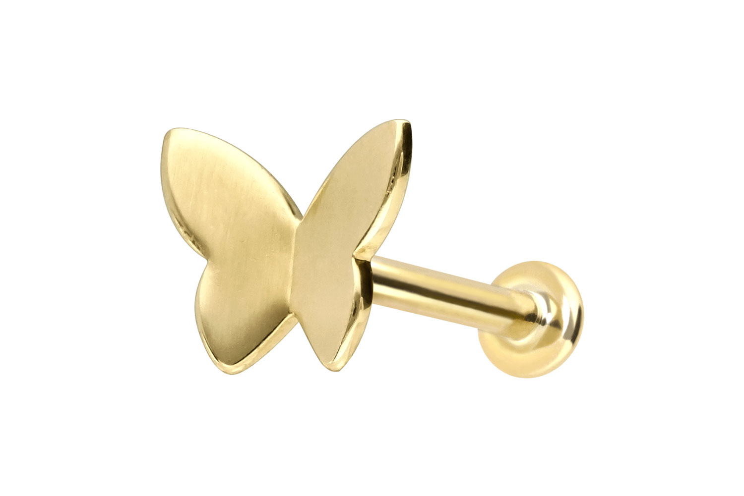 14 Karat Gold Labret Piercing mit Innengewinde SCHMETTERLING
